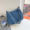 2025 Novo deste ano popular grande capacidade denim bolsa tote casual corrente rômbica bolsa de ombro axila crossbody