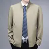 Chaqueta de solapa para hombre de mediana edad, primavera y otoño 2025, fina, casual, marca de centro comercial, chaqueta para funcionario