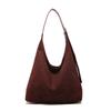 Bolsa casual de cor sólida com grande capacidade para mulheres 2024 nova bolsa tote estilo coreano retrô da moda bolsa texturizada de axila