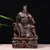 Adornos de Guan Gong de Ébano Tallado para Lectura Decoración de Entrada de Hogar Sala de Estar Estudio Empresa Regalo de Inauguración Artesanías