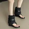 Sandalias Romanas 2025 Verano Nuevas Listas para Usar Venta al por Mayor Cierre Trasero Retro Aumento Interno Slip-On Sandalias de Cuña Casuales