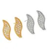 Brincos de Folha com Pedras Preciosas em Novo Estilo Transfronteiriços, Brincos Simples de Moda Feminina Levemente Luxuosos e Elegantes, Brincos Personalizados de Alta Qualidade Europeus e Americanos