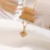 Collar Colgante de Trébol de Cuatro Hojas de Turmalina en Plata de Ley S925 Yiluyin para Mujer, Conjunto de Cadena para Clavícula con Diseño de Nicho de Lujo Ligero