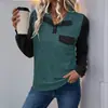 Temu Transfronterizo 2025 Nuevo Otoño Europeo y Americano Multicolor Transfronterizo Personalizado Moderno Cuello Alto Manga Larga Bloques de Color Sudadera para Mujer Delgada