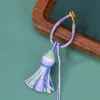 Llavero de Noche Estrellada con Degradado y Borla Estilo Xizang, Nudo Vajra, Hebilla de Anillo Estilo Étnico Hecho a Mano, Accesorio de Joyería