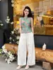 Chal Jacquard sin Mangas con Cuello Mao Floral Estilo Chino Nuevo Abotonado para Mujer 2026, Top Elegante de Verano, Camisa de Moda