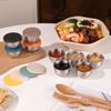 Cuenco de Acero Inoxidable Transfronterizo para Salsas Mini Sellado a Prueba de Fugas con Tapa Caja de Condimentos Comercial para Bistec Tazón de Salsa de Pimienta Negra