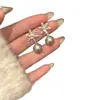 Brincos de Pérola com Zircônia Floco de Neve Agulha de Prata, Brincos Versáteis Estilo Nicho Elegante Retrô, Brincos de Luxo Leve de Alta Qualidade para Mulheres