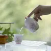 Bule de chá de cerâmica pintado à mão com tinta e pó de damasco Conjunto de chá Kung Fu Pote de mão doméstico Filtragem de buraco de bola Cor e pó de esmalte Rima