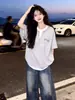 Camiseta casual de estilo japonés para mujer, cuello redondo, efecto dos piezas, manga corta, marca de tendencia ins de verano, versátil, algodón puro, bloques de color, top de pareja para hombre