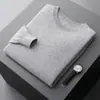 Suéter de Caxemira Novo Outono e Inverno Masculino Gola Redonda Cor Sólida Suéter Pulôver Manga Longa Solto Casual Malha Camisa Base Top
