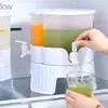 Zecheng Hervidor frío giratorio de 3 compartimentos con grifo refrigerador tetera de frutas cubo de agua fría de 3 compartimentos botella de burbujas agua helada 5.2L