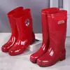 Botas de trabajo de caña alta, sin forro, con forro de polar, impermeables, botas de lluvia rojas, botas de media caña para hombre, botas de goma antideslizantes, botas de lluvia cortas