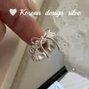 Moda Estilo Coreano Estilo Ins Design de Nicho Joia de Prata Prata Esterlina S925 Anel Plissado Oco em Forma de Laço com um Toque de Luxo para Mulheres