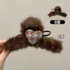 Pinza de Pelo Grande de Felpa Estilo Perezoso Otoño e Invierno para Mujer, Pinza de Tiburón de Gama Alta y Exquisita para la Parte Posterior de la Cabeza