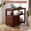 Gabinetes Laterales de Sofá de Madera Maciza Cuidadosamente Seleccionados, Mesas Laterales de Pizarra, Mesas de Centro, Mesas de Esquina, Gabinetes Pequeños para Té de Sala de Estar, Mesas Estrechas Móviles