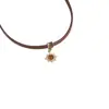 Collar Maillard de cuerda de cuero con ojo de tigre marrón y girasol para mujer, estilo nicho, ligero, de lujo, con cadena de clavícula de estilo frío.