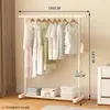 Perchero de pie para uso doméstico en el dormitorio, móvil, color crema, duradero, adecuado para colgar ropa en dormitorios y como tendedero de balcón
