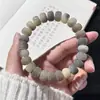 Pulseira Bodhi de Jade Branco com Contas de Pedras Preciosas Múltiplas, Design de Círculo Único com Corte Reto, Calmante e Alivia o Estresse, Pulseira de Contas de Oração Budista Macia para Enrolar no Dedo