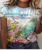 2024 Europeo y Americano ebay Nuevo Cuello Redondo Estampado 3D Manga Corta Jersey Suelto para Mujer Talla Grande Camiseta de Manga Corta