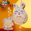 Linterna del Festival Caligrafía Estilo Chino Linterna de Conejo Kit de Manualidades DIY para Niños, Linterna de Mano Estilo Antiguo Tradicional