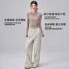 Ropa de Yoga de Manga Larga de Lana Merino para Mujer, Ropa Deportiva Elástica y Suave, Ajustada, Top Deportivo Sencillo para Otoño e Invierno
