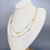 Collar de mujer de acero de titanio chapado en oro de 18 quilates, sencillo, elegante, de moda, con forma de corazón de melocotón hueco, cadena de clavícula de doble capa, accesorios, colgante