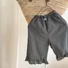 2026 Ropa de Verano para Niños Huzhou Zhili Conjunto de Verano Estilo Coreano para Niñas Pantalones de Lino y Algodón de Longitud 9/10 Pantalones Anti-Mosquitos