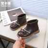 Botas de Princesa con Lazo y Perlas para Niña Van Cahao Otoño 2024 Nuevo Estilo Coreano Moda Infantil Botines Cortos para Niños Medianos y Grandes