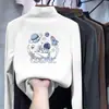 Blusa de manga longa, gola alta parcial DeRong para bebês e crianças maiores, adequada para outono e inverno, uma camada interna quente para meninos