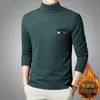 Camiseta de Manga Longa com Gola Alta Meia-Alta Masculina, Blusa Térmica Escovada, Roupa Íntima Térmica Dupla Face