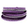 Pulsera de Moda Hecha a Mano de franela, pedrería y cuero, pulsera multicapa enrollada de estilo bohemio, fila de pulsera de pedrería de diamantes