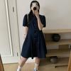 En Stock Vestido de Verano Estilo Coreano Vintage Elegante Intelectual para el Viaje Diario de Longitud Media Vestido Versátil de Mezclilla Lavada