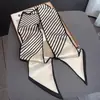 Bufanda Larga de Seda para Mujer 2026 Nueva Versátil de Alta Gama para Cuello con Decoración de Rayas para Camisas, Diadema, Pañuelo Cuadrado