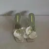 Chanclas de Playa para Viajes de Celebridades de Internet Sandalias de Tacón Alto con Tira de Dedo Decoradas con Flores Estilo Hada de Verano para Mujer 2025 Nuevas