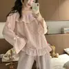 2026 Novo Pijama para Mulheres Primavera e Outono Manga Longa Calça Longa Doce Estilo Princesa Xadrez Floral Conjunto de Roupa para Casa Feminino