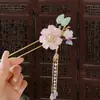 Pasador de Pelo en Forma de U con Flor Estilo Antiguo, Nuevo Pasador de Moda Accesible Chinoiserie, Accesorios para Cheongsam, Pasador de Pelo, Accesorios para el Cabello con Borla, Tocado