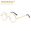 Montura de gafas de moda para mujer, redonda, retro, artística, plana, para hombre, con protección contra la luz azul y miopía 801PG