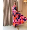 Transfronterizo 2023 Europa y Estados Unidos primavera y verano nuevo vestido plisado de cuello halter INS casual holgado de vacaciones para mujer