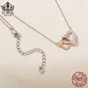 Colar Aifule Design Original Trevo de Quatro Folhas da Sorte Coração Prata de Lei S925 Banhado a Ouro Branco Zircônia Corrente para Clavícula Coração
