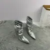 Pantalones bootcut de cintura alta plisados con sentido del diseño botas para mujer Otoño/Invierno 2026 Estilo Nuevo Sexy Punta Puntiaguda Tacón de Aguja Botas tipo calcetín Botines de Moda