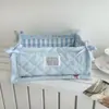 Cesta de Almacenamiento Acolchada con Rayas Azules Originales Organizador de Escritorio para Cosas Pequeñas Caja de Almacenamiento para Cosméticos, Bocadillos, Artículos Varios