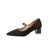 Zapatos Mary Jane de Tacón Grueso con Punta Aguda, Estilo Nuevo Verano 2026 para Mujer, Versión Coreana, Cómodos, Tacón Medio, Boca Baja, Zapatos Elegantes para Mujer