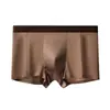 Cueca Masculina Sem Costura de Seda Gelada, Boxer Antibacteriano Masculino de Seda de Amora, Boxer de Cintura Média Tamanho Grande, Alto Valor Estético