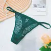 Tanga Feminina Sexy de Verão Ultra-fina com Estampa de Leopardo Jacquard Renda Recortada Confortável Respirável Malha Cintura Baixa
