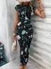Amazon Moda Femenina Transfronteriza Europea y Americana Estilo Chica Popular Vestido Bodycon de Longitud Media con Estampado de Leopardo y Cintura Retorcida