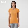 Primavera Nuevo Europeo y Americano Skinny Alto Deportivo Ocio Camiseta de Manga Corta Cuello Redondo para Mujer para Correr Fitness Yoga