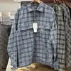 Camisa de Franela a Cuadros con Doble Bolsillo Manga Larga para Hombre Mujer Camisa de Aire Acondicionado 488795/486615/488794
