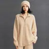 Suéter de Cachemira para Mujer con Media Cremallera y Cuello Chal Diseño Retorcido Manga Larga Prenda Base Otoño e Invierno Nuevo Suéter Suave y Sedoso