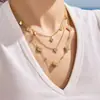 Set de joyería de acero inoxidable estilo francés, delicado y romántico, con baño de oro de 18 quilates y adornos completos de diamantes, que presenta un delicado diseño de flor de cuatro pétalos y una cadena a juego